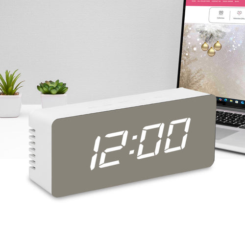 Led Digital Mirror Alarm Desktop Clock With Temperature Display