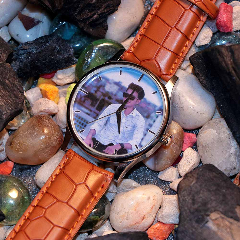 Customized Leather Couple Photo Wrist Watch Combo | Love Craft Gifts