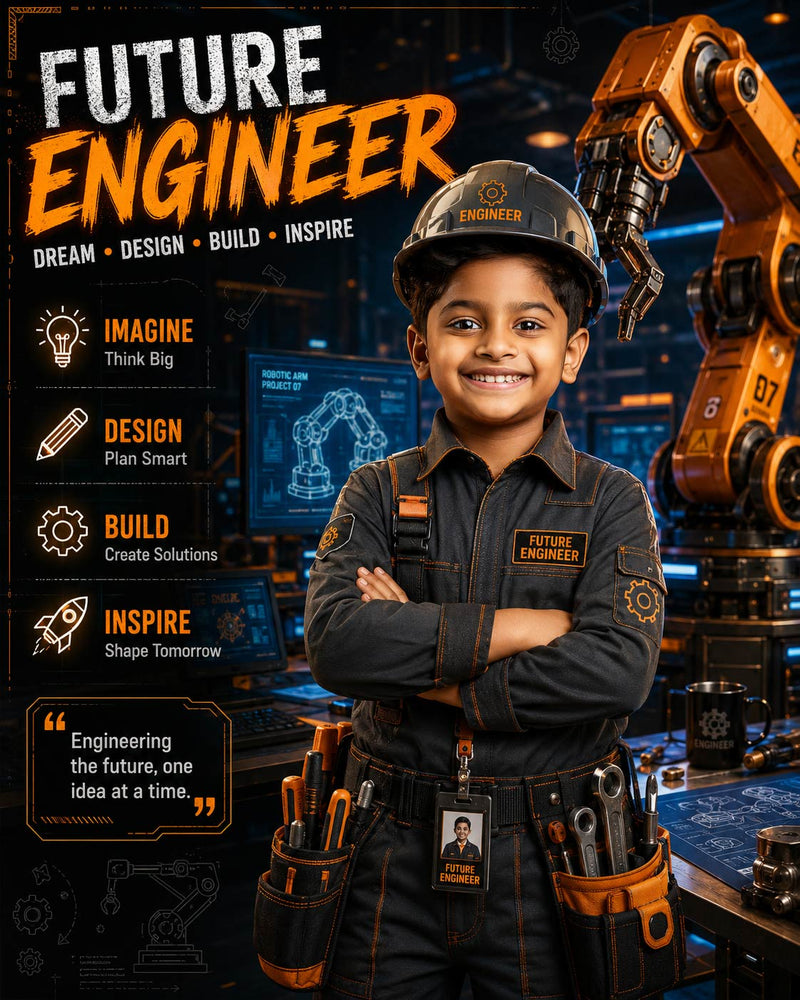 Personalized Future Engineer Digital Portrait | Custom Engineering Hero Artwork