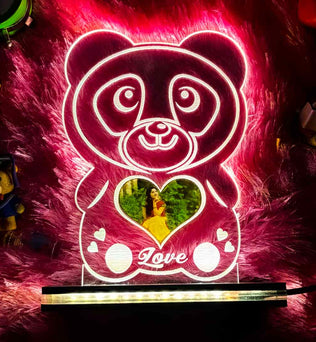 Acrylic Glowing Panda Lamp with Photo- Valentine Day