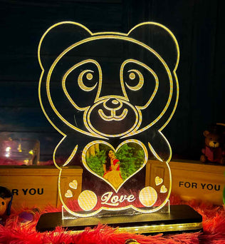 Acrylic Glowing Panda Lamp with Photo- Valentine Day