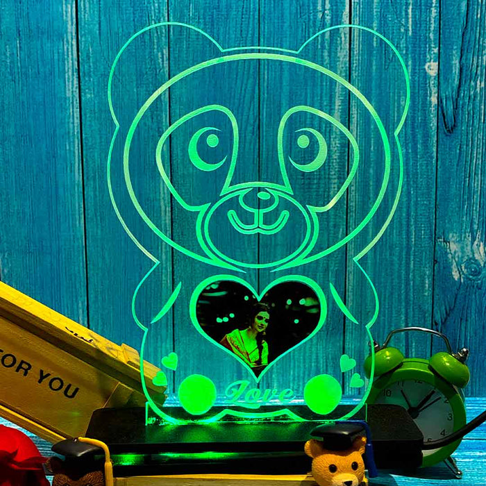 Acrylic Glowing Panda Lamp with Photo- Valentine Day