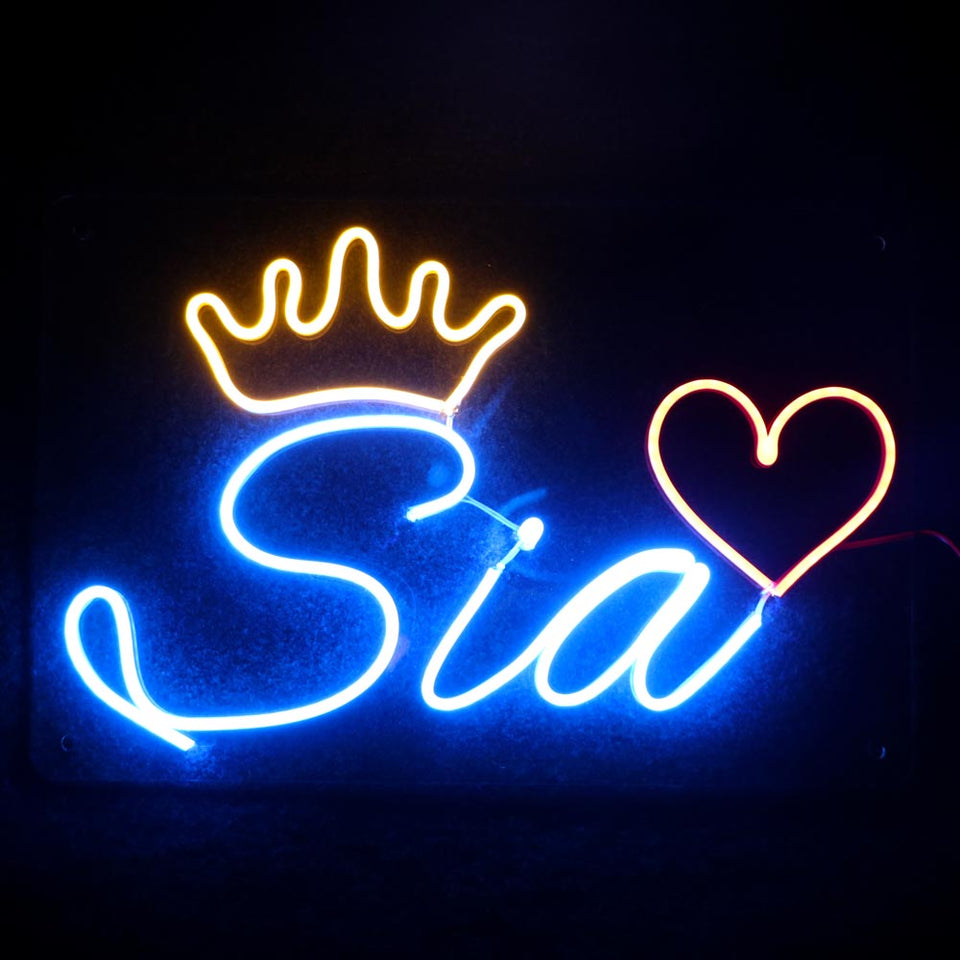 Customized Neon Name Light Frames With Crown