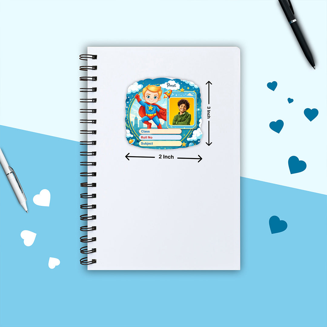 Personalized Superhero Kids Name Slips (2x3 Inch, 28 Stickers) – Custom Name & Photo School Labels | Love Craft Gifts