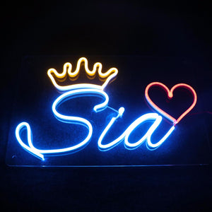 Customized Neon Name Light Frames With Crown