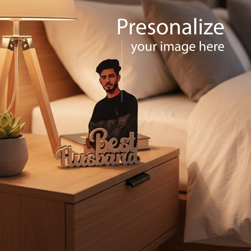 Personalized Cartoon Name Table Stand – Best Husband Edition (7×6")