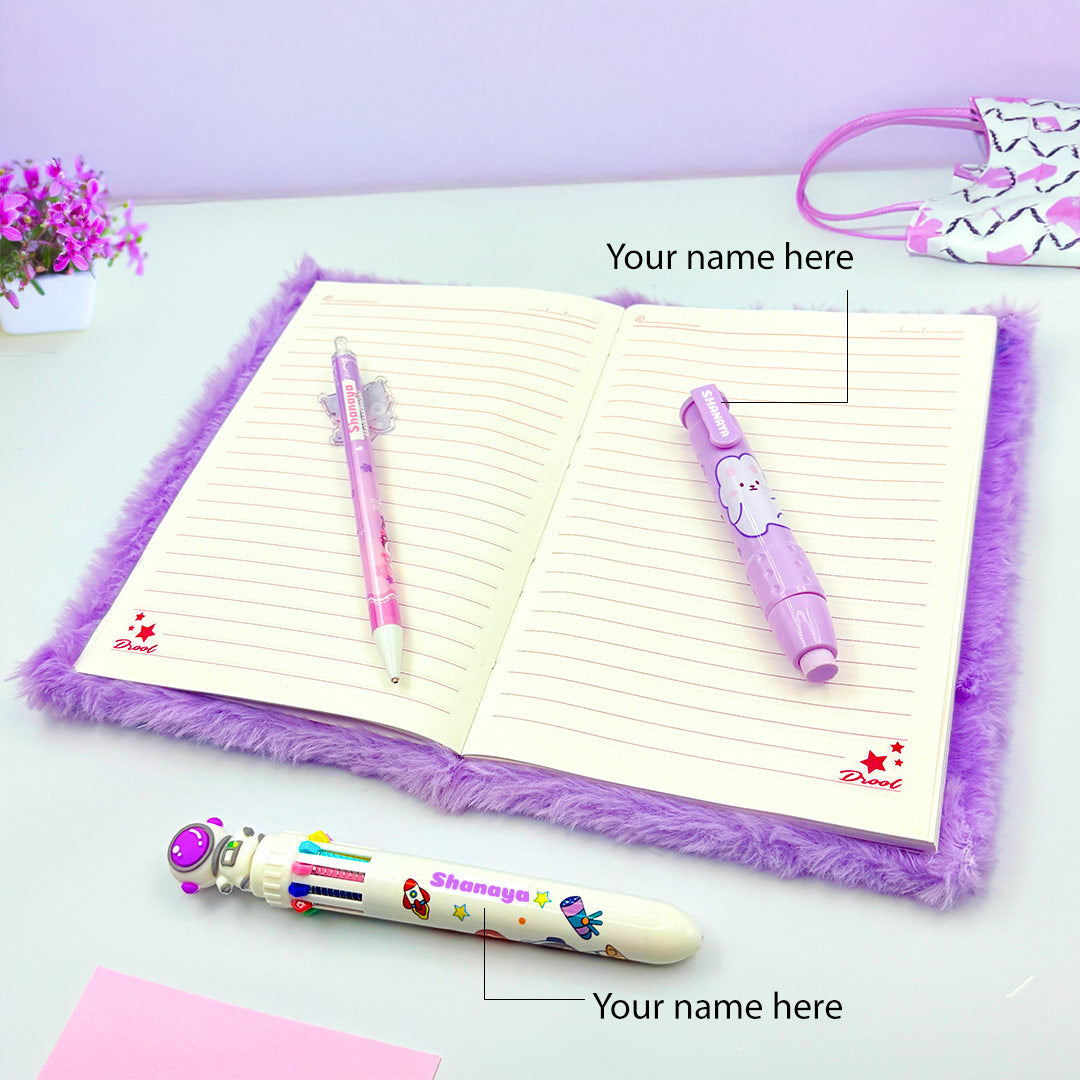 Personalized Kids Fur Kit Diary Combo - Kuromi Theme