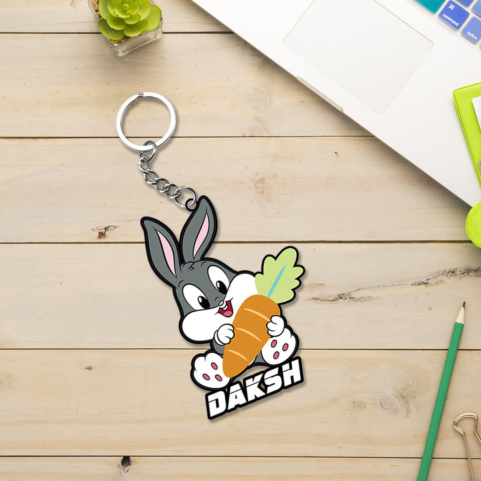 Cute Cartoon Rabbit Keychain With Name: Rabbit Keyrings | Love Craft Gifts