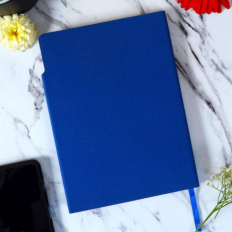 Customized Blue Diary With Flip Strap Closure