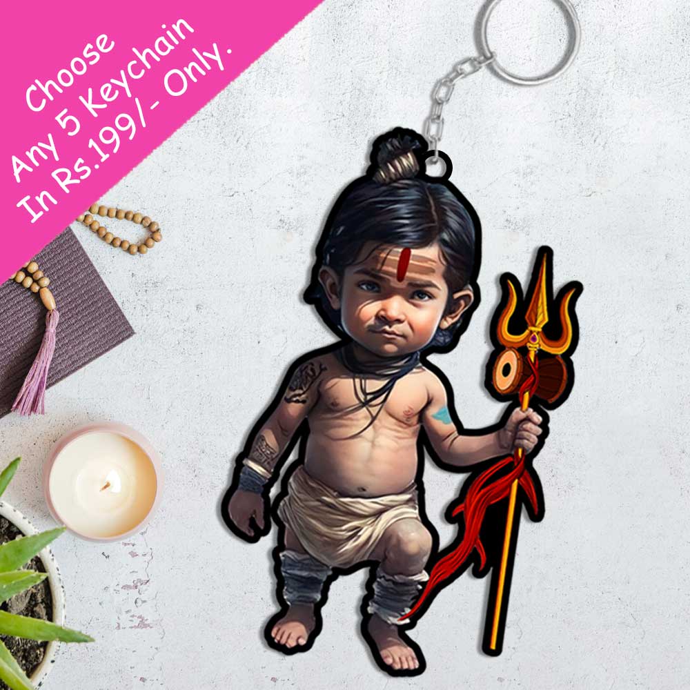 Mahadev Wooden Keychains