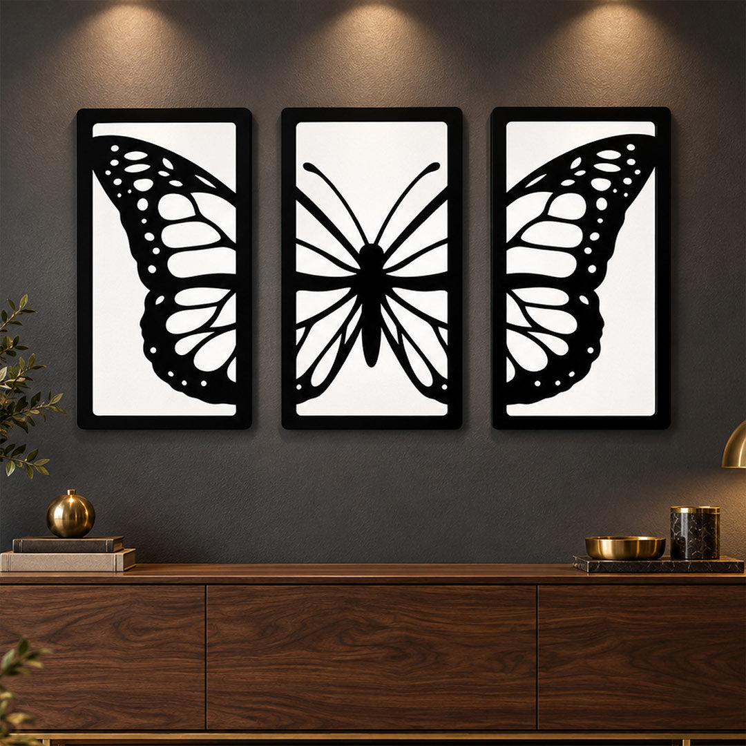 3-Piece Butterfly Silhouette Wall Frame Set 12x18″ | Love Craft Gifts™