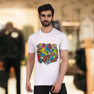 Men's White Doodles T-Shirt | Love Craft Gifts