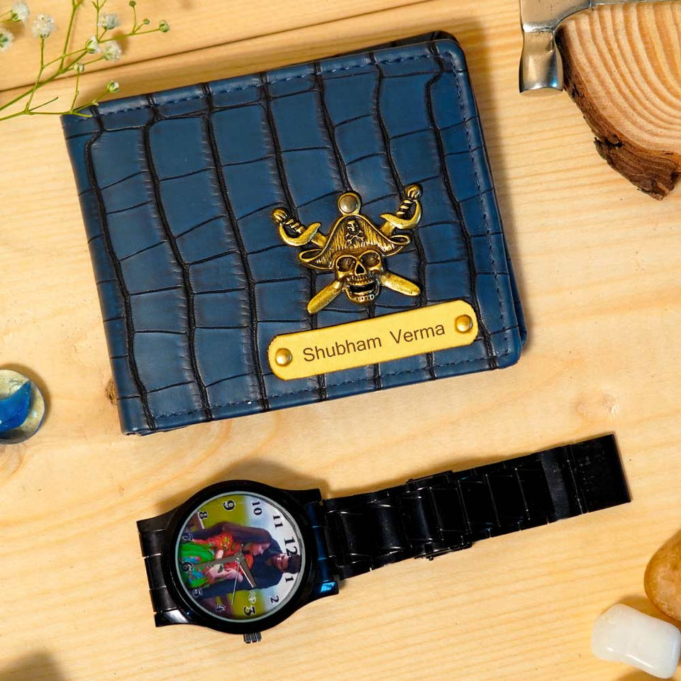 Personalized Men's Wallet & Watch Combo