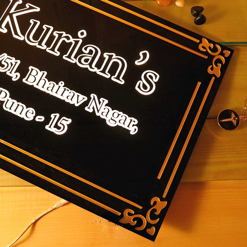 Black LED Name Plates For Home