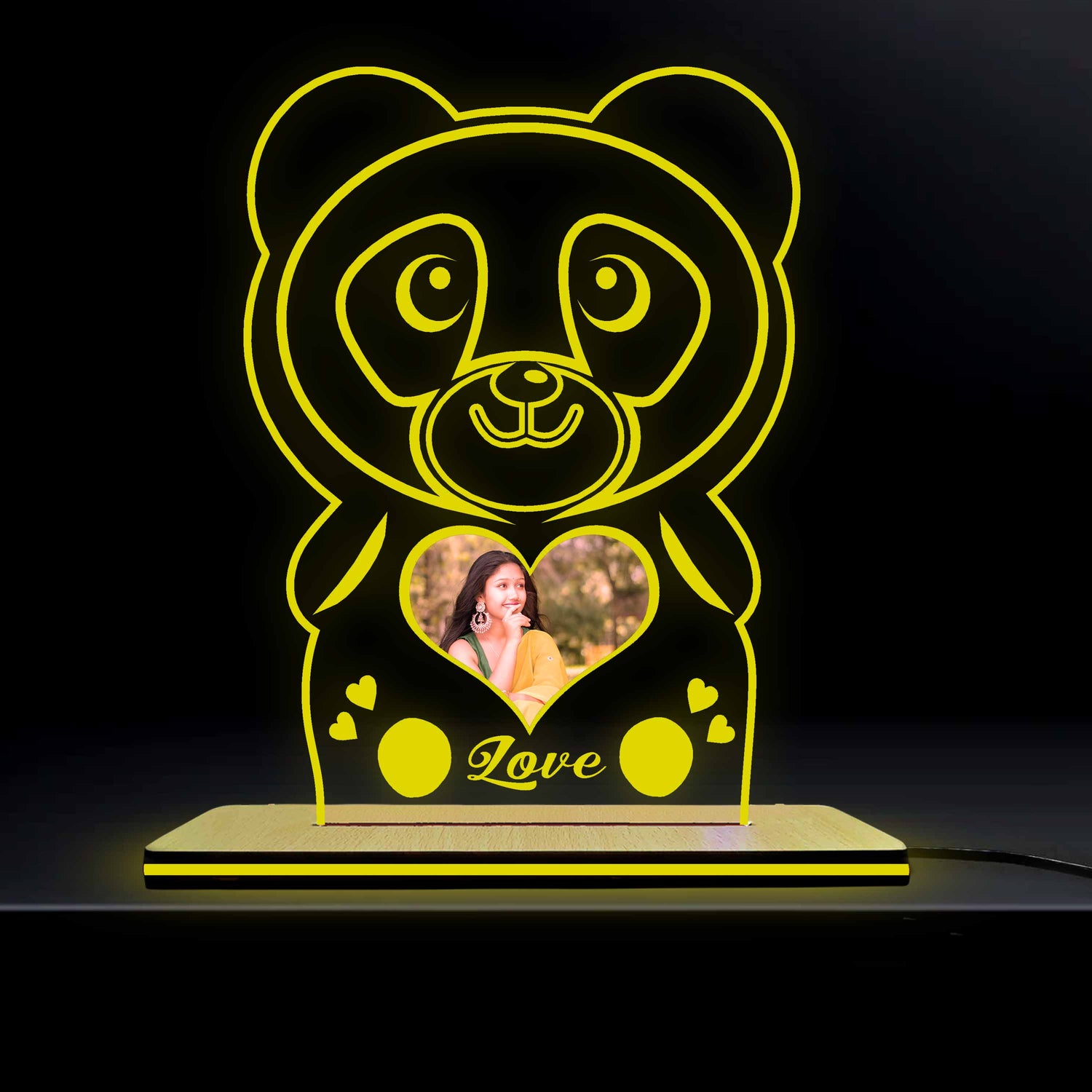 Acrylic Glowing Panda Lamp with Photo- Valentine Day