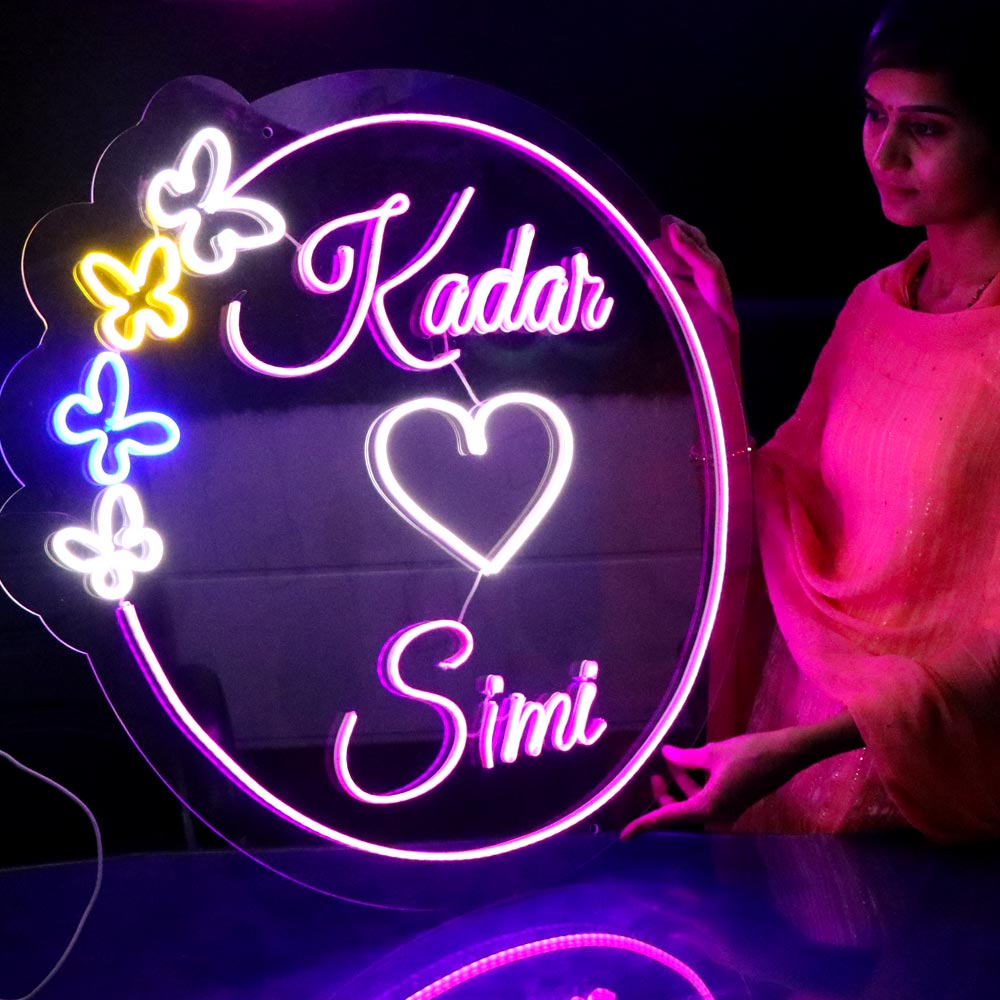 Customized Neon Name Light Frames For Couples