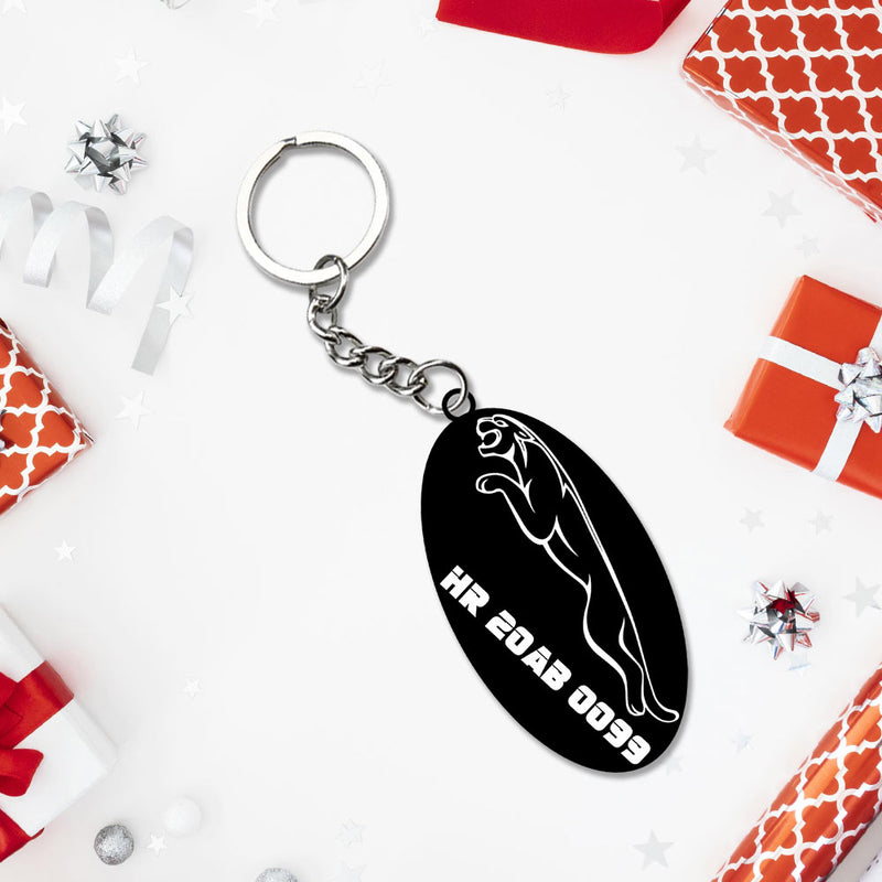 Vehicle Logo Keychain With Name And Number