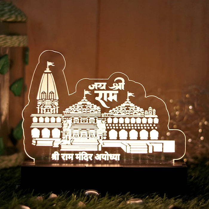 3D Acrylic Ayodhya Ram Mandir LED Table Lamp | Love Craft Gifts