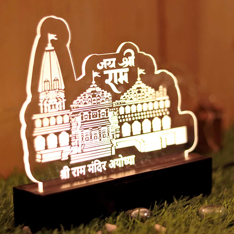 3D Acrylic Ayodhya Ram Mandir LED Table Lamp | Love Craft Gifts