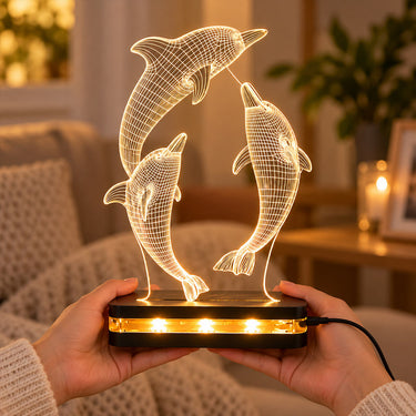 3D Dolphin LED Acrylic Lamp 6x8″ | Love Craft Gifts™