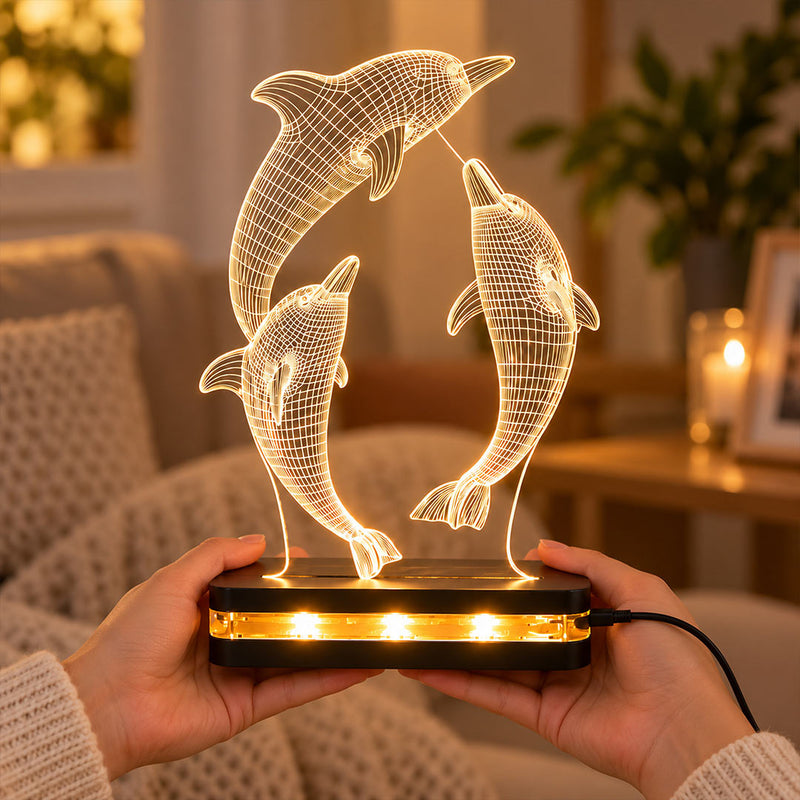 3D Dolphin LED Acrylic Lamp 6x8″ | Love Craft Gifts™
