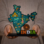 India Map Wooden Table Top Decor – 3D India Art Stand (7x7 Inch) | Love Craft Gifts