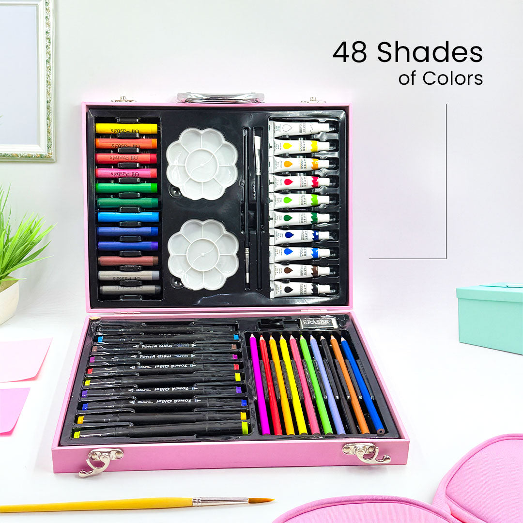 Personalized Kids Drawing Color Set Suitcase - Set of 48 Piece