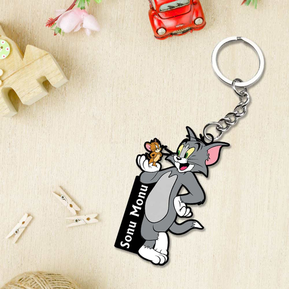 Tom & Jerry Keychain With Name | Love Craft Gifts