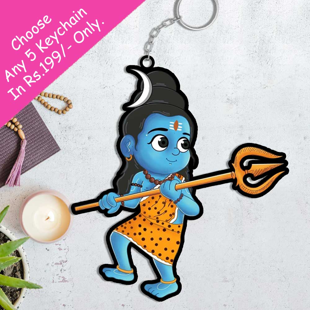 Mahadev Wooden Keychains