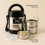 Insulated Stainless Steel Lunch Box – 3 Container Hot Case Tiffin for Office & School | Love Craft Gifts