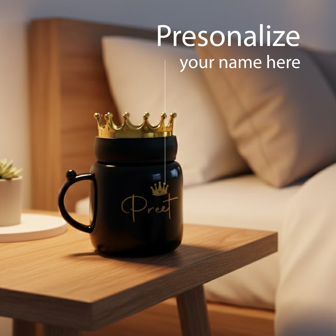Personalized King Crown Ceramic Mug with Name