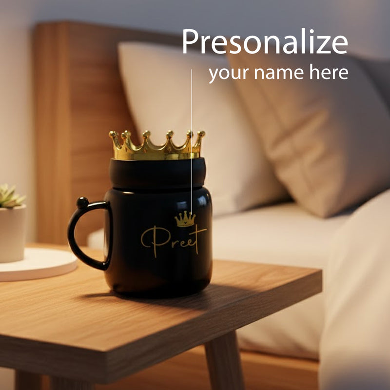 Personalized King Crown Ceramic Mug with Name
