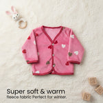 Baby Winter Fleece Set – 4 Pc Warm Wear Combo (Pink Hearts Print)| Love Craft Gifts