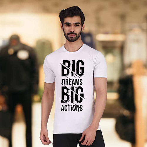 Men's White Big Dream Big Actions T-Shirt | Love Craft Gifts