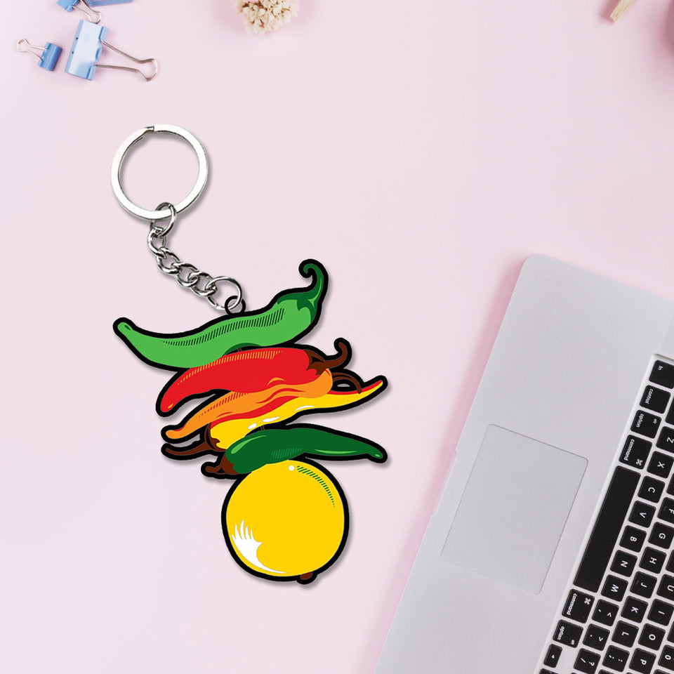 Nimbu Mirchi Keychain | Good Luck Charm Keychain | Love Craft Gifts