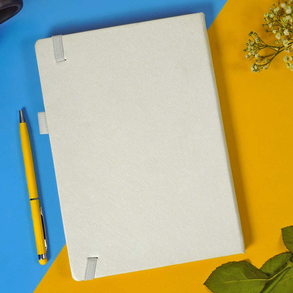 Customized White Diary With Rubber Band