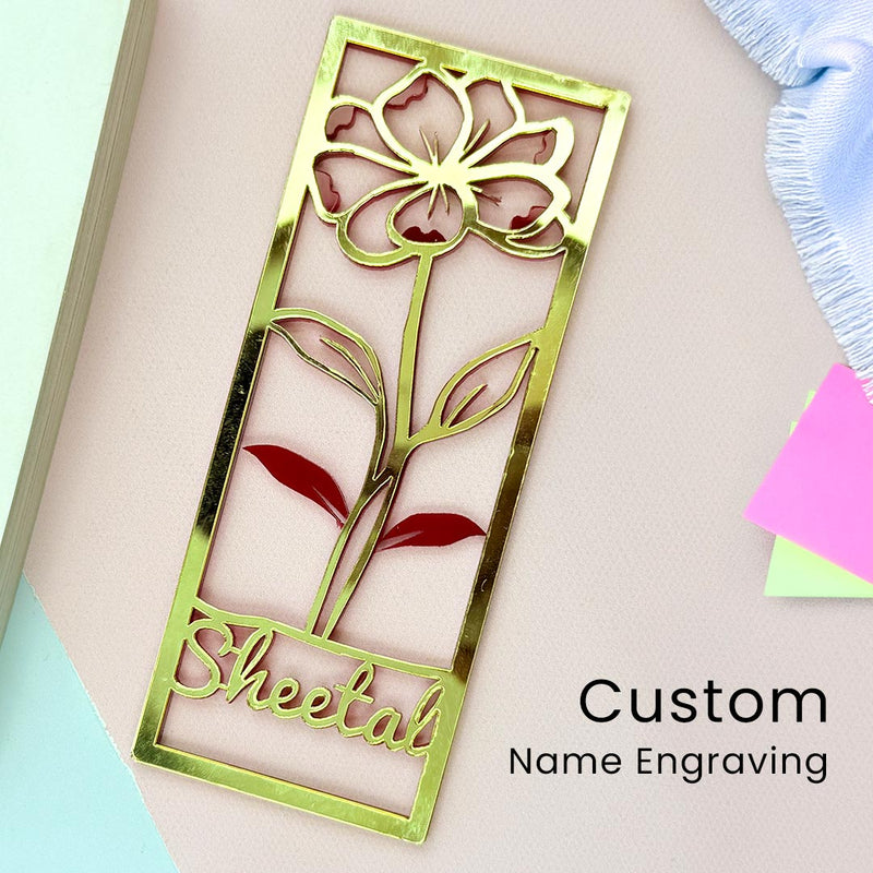 Personalized 5 pcs Flower Golden Acrylic Bookmark - 2x5 inches
