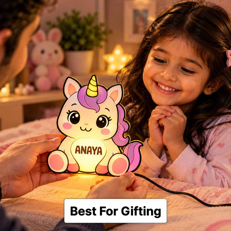 5. Personalized Unicorn Bedroom Night Light | Custom Name Warm LED Lamp for Kids and Nursery Decor | Love Craft Gifts™