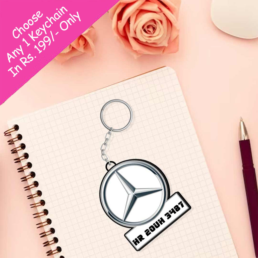 Vehicle Logo Keychain With Name And Number | Love Craft Gifts