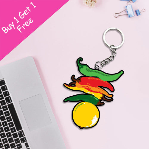 Nimbu Mirchi Keychain | Good Luck Charm Keychain | Love Craft Gifts