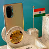 Customized Wooden Pen Stand With Clock, Indian Flag, Ashok Pillar