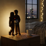 Personalized Couple Illustrated Art Table Stand – 5×9" Custom Character Design | Love Craft Gifts