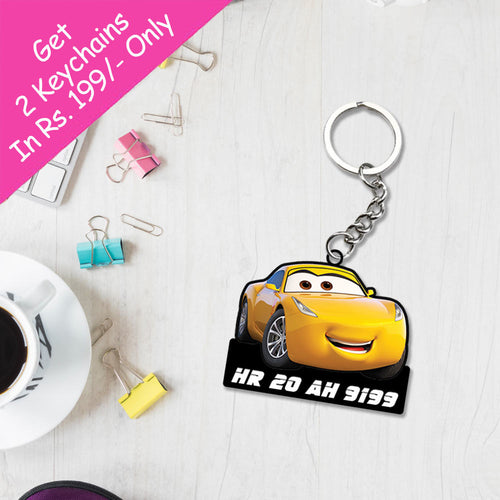 Lightning McQueen Cars Characters Keychain With Name | Love Craft Gifts