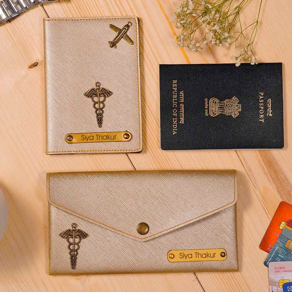 Personalized Passport Cover & Ladies Clutch Combo