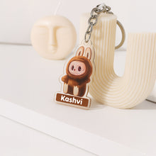 Brown Fuzzy Labubu Keychain – Custom Name