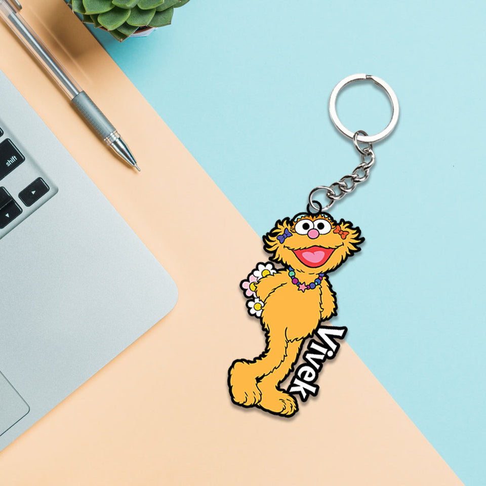 Cartoon Keychain With Name: Cartoon Keyring | Love Craft Gifts