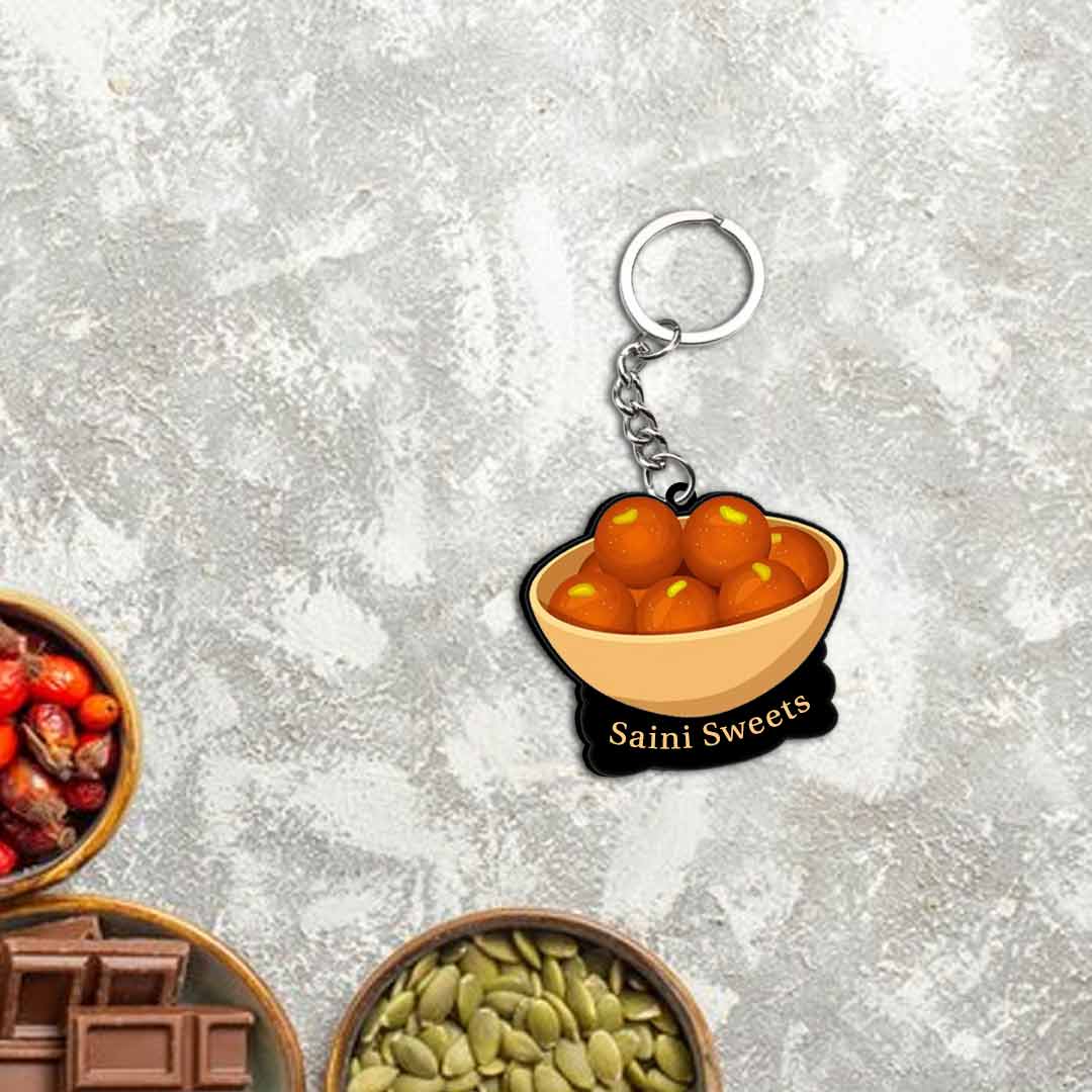 Customized Indian Sweets Keychain Or Keyring With Name