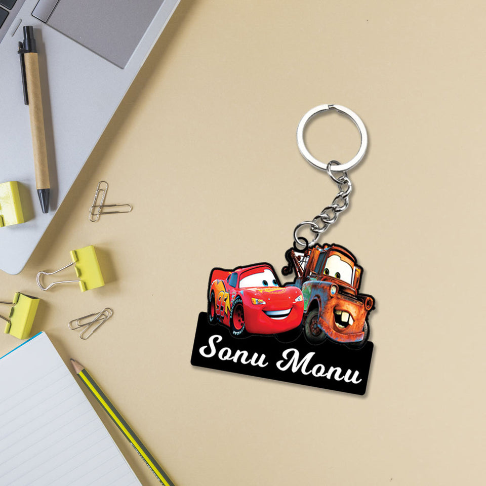 Lightning McQueen Cars Characters Keychain With Name | Love Craft Gifts