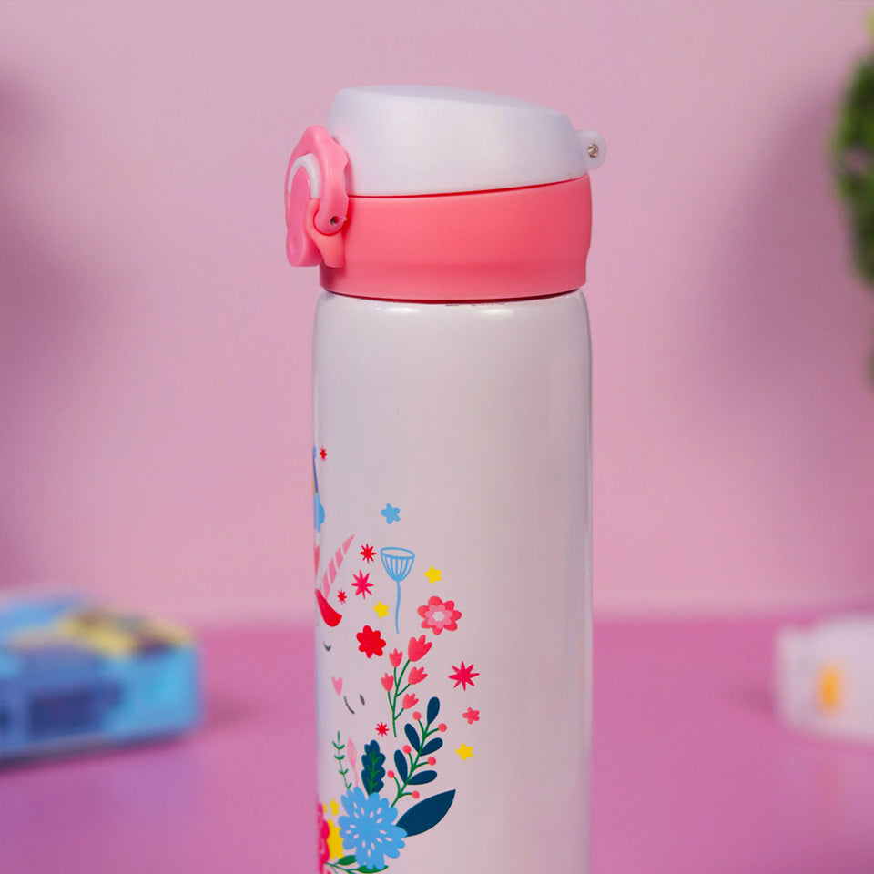 Unicorn Water Bottles for Kids -350 ML (WhitePink)