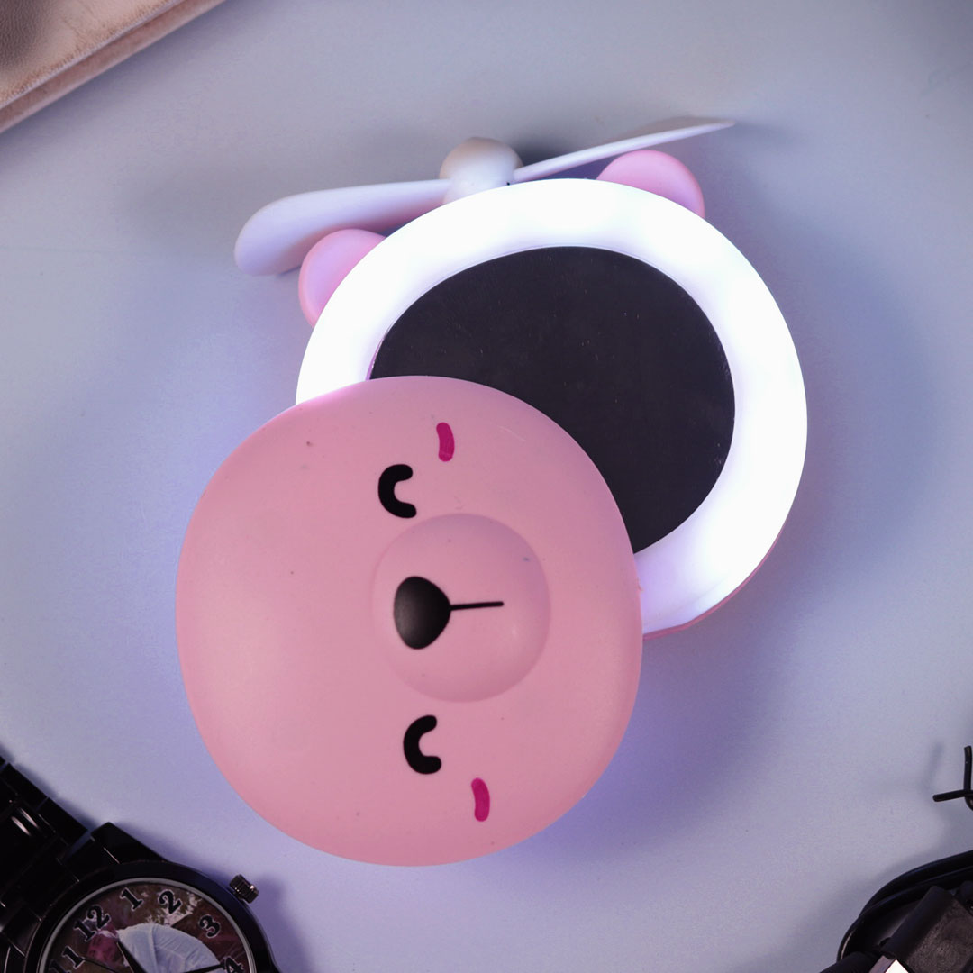 Personalized Cute Teddy Led Mirrors with Fan for Girls